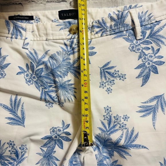 TALBOTS Relaxed Chino Ankle Pant in Ditsy Palm Print Blue White Size 4 - Picture 6 of 12